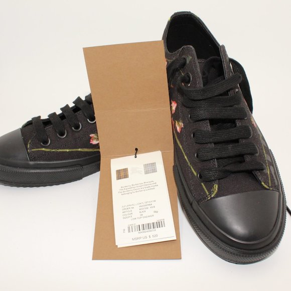 New Burberry Larkhill Floral Logo Low top Sneakers Sz 39/8.5 US - Picture 9 of 10